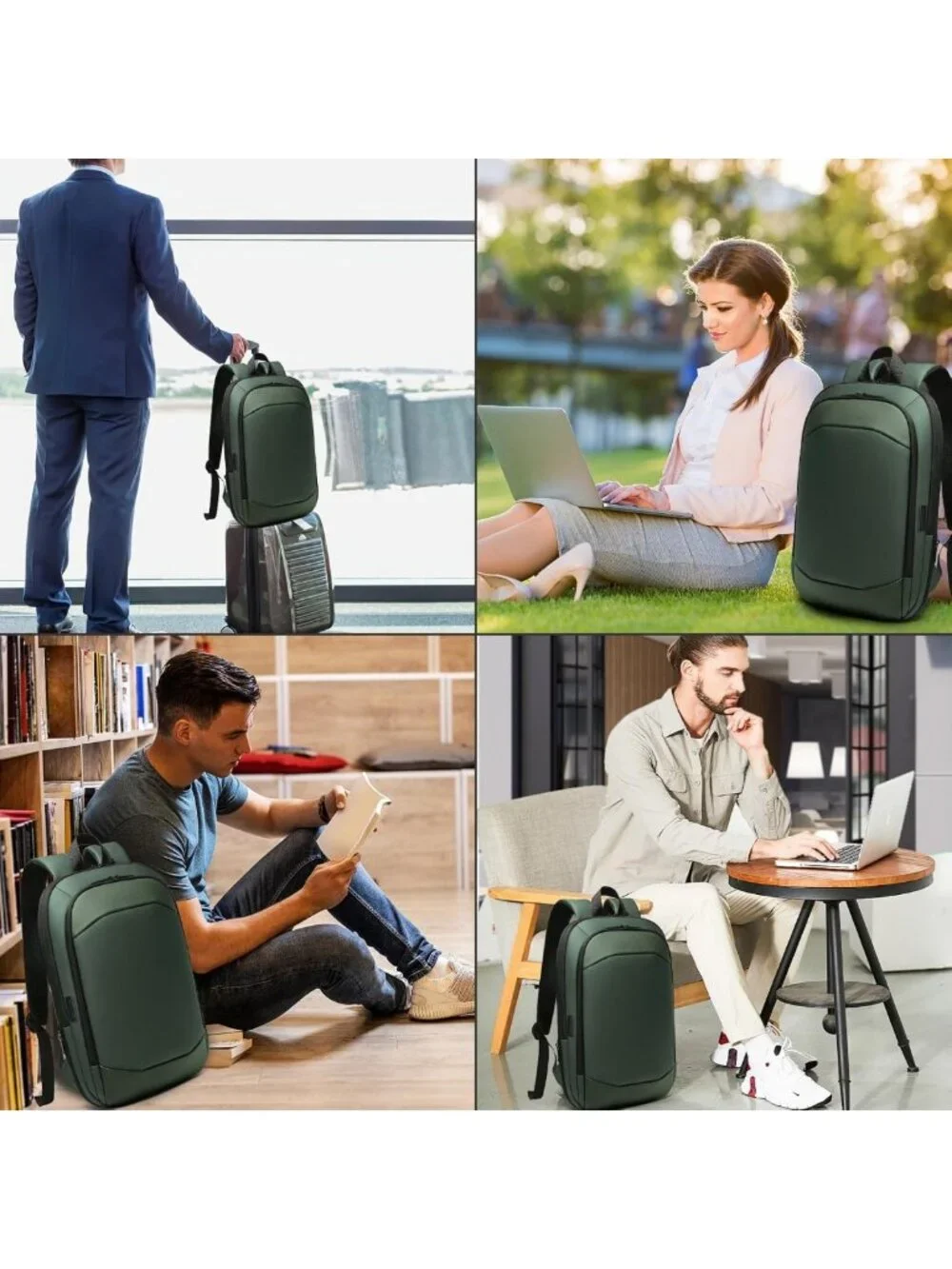 Slim Expandable Waterproof Business Backpack with USB Charger, Anti-Theft Laptop